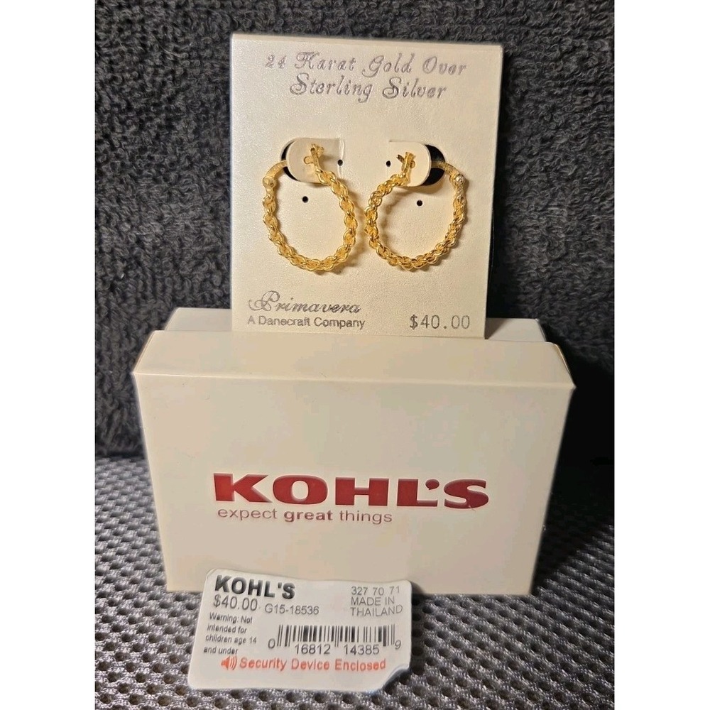 Primavera 24 Kt Gold Over Sterling Silver Loop Earrings